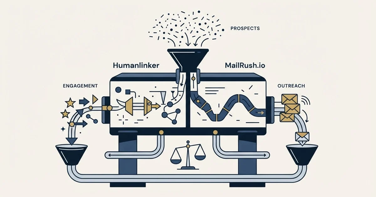 Editorial illustration for Humanlinker vs MailRush.io