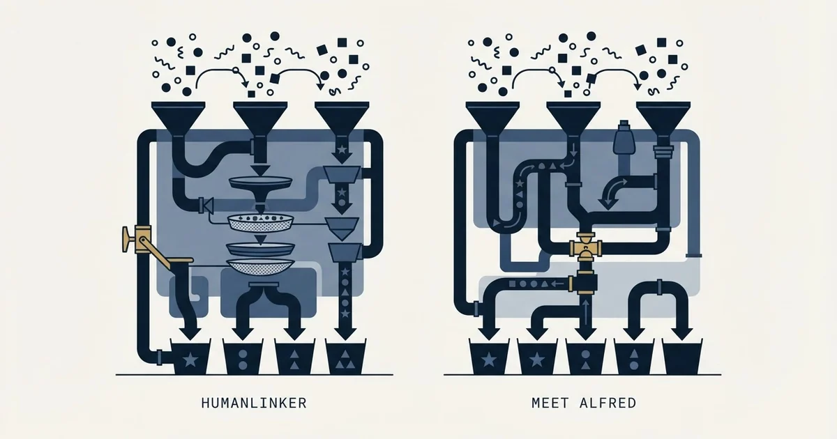 Editorial illustration for Humanlinker vs Meet Alfred