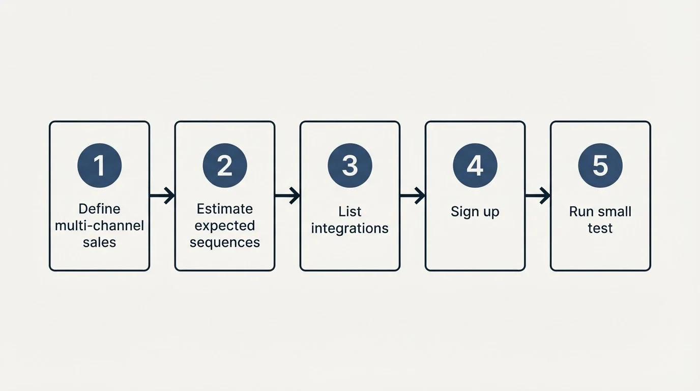 Step sequence: Getting Started Checklist (Define multi-channel sales, Estimate expected sequences, List integrations, Sign up)