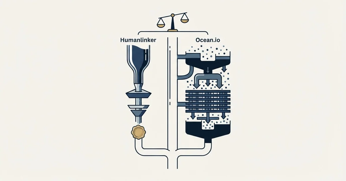 Editorial illustration for Humanlinker vs Ocean.io