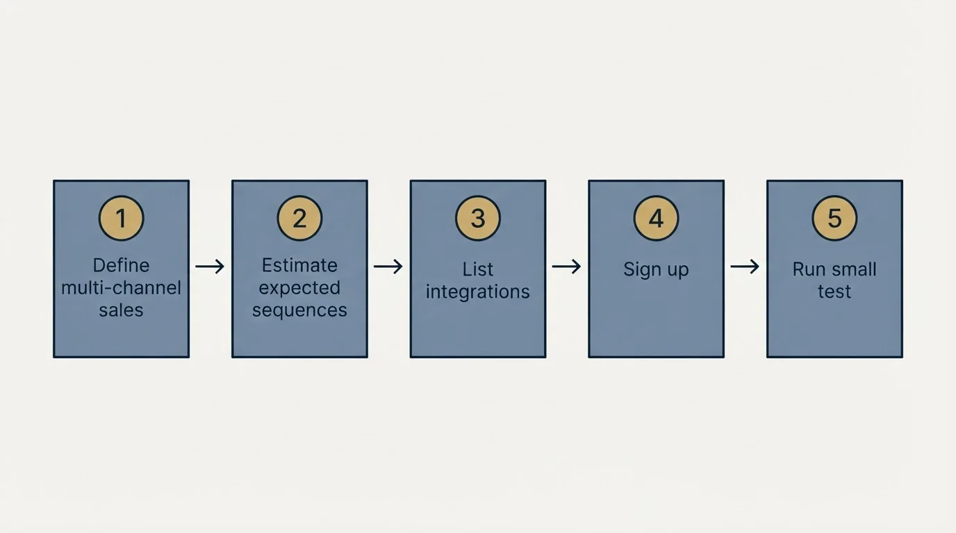 Step sequence: Getting Started Checklist (Define multi-channel sales, Estimate expected sequences, List integrations, Sign up)