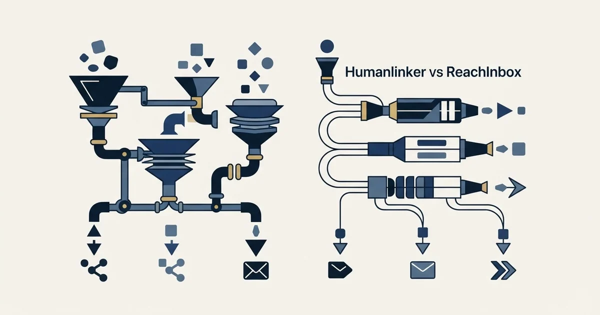 Editorial illustration for Humanlinker vs ReachInbox