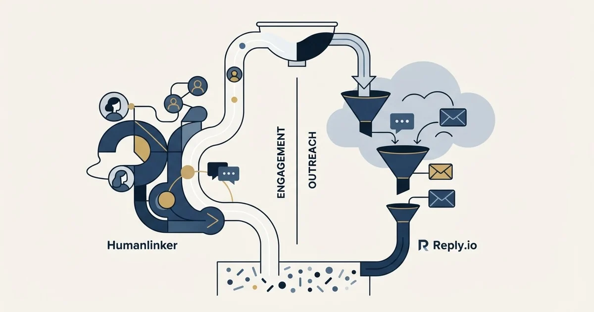 Editorial illustration for Humanlinker vs Reply.io