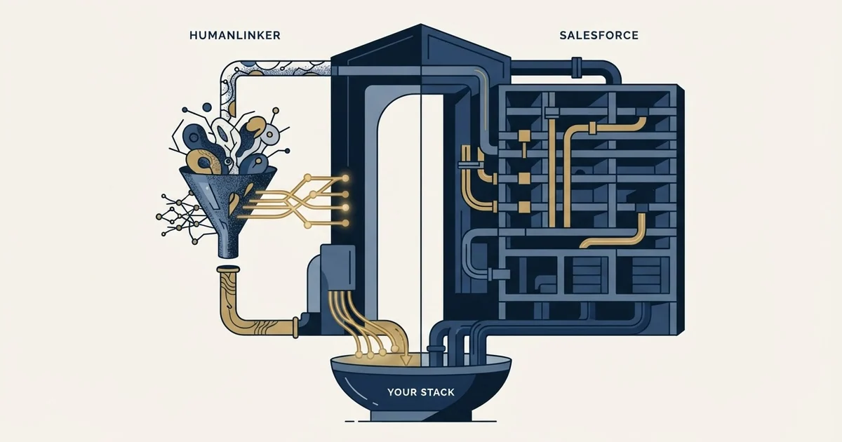 Editorial illustration for Humanlinker vs Salesforce