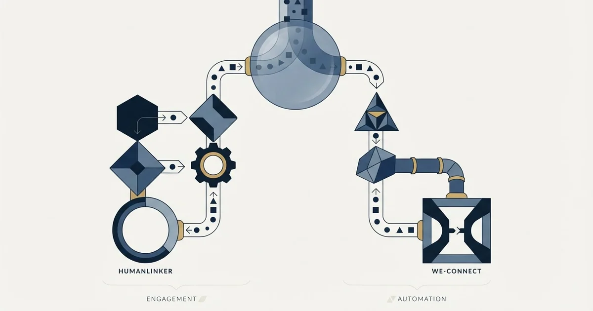 Editorial illustration for Humanlinker vs We-Connect