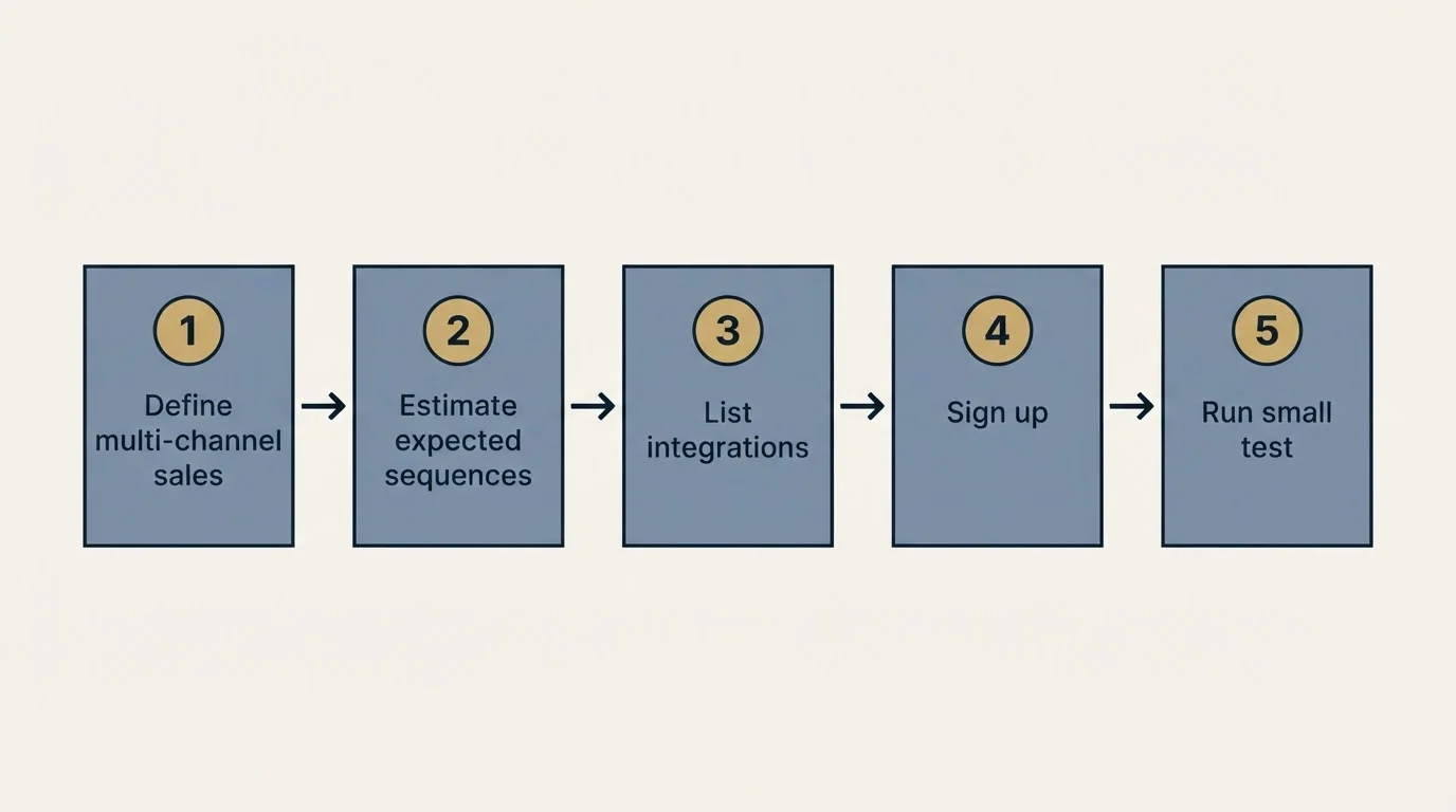 Step sequence: Getting Started Checklist (Define multi-channel sales, Estimate expected sequences, List integrations, Sign up)