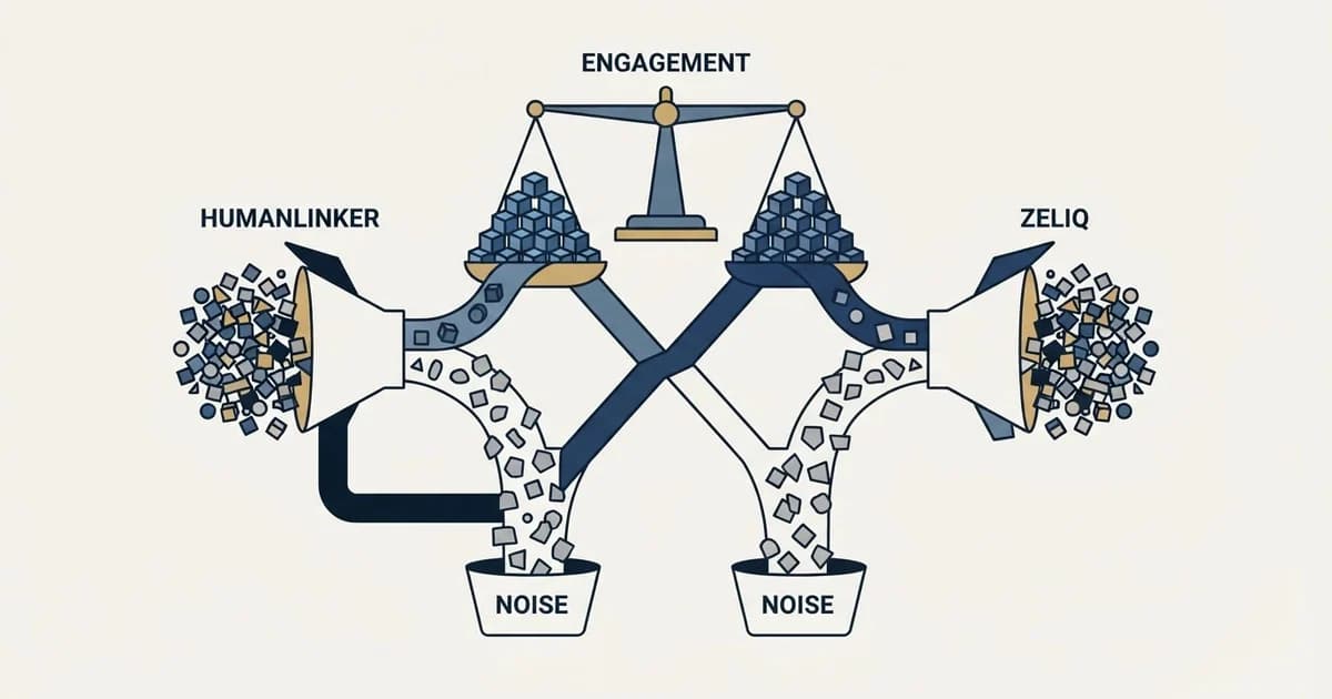 Editorial illustration for Humanlinker vs Zeliq