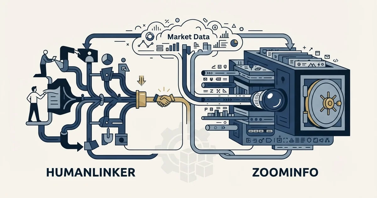 Editorial illustration for Humanlinker vs ZoomInfo