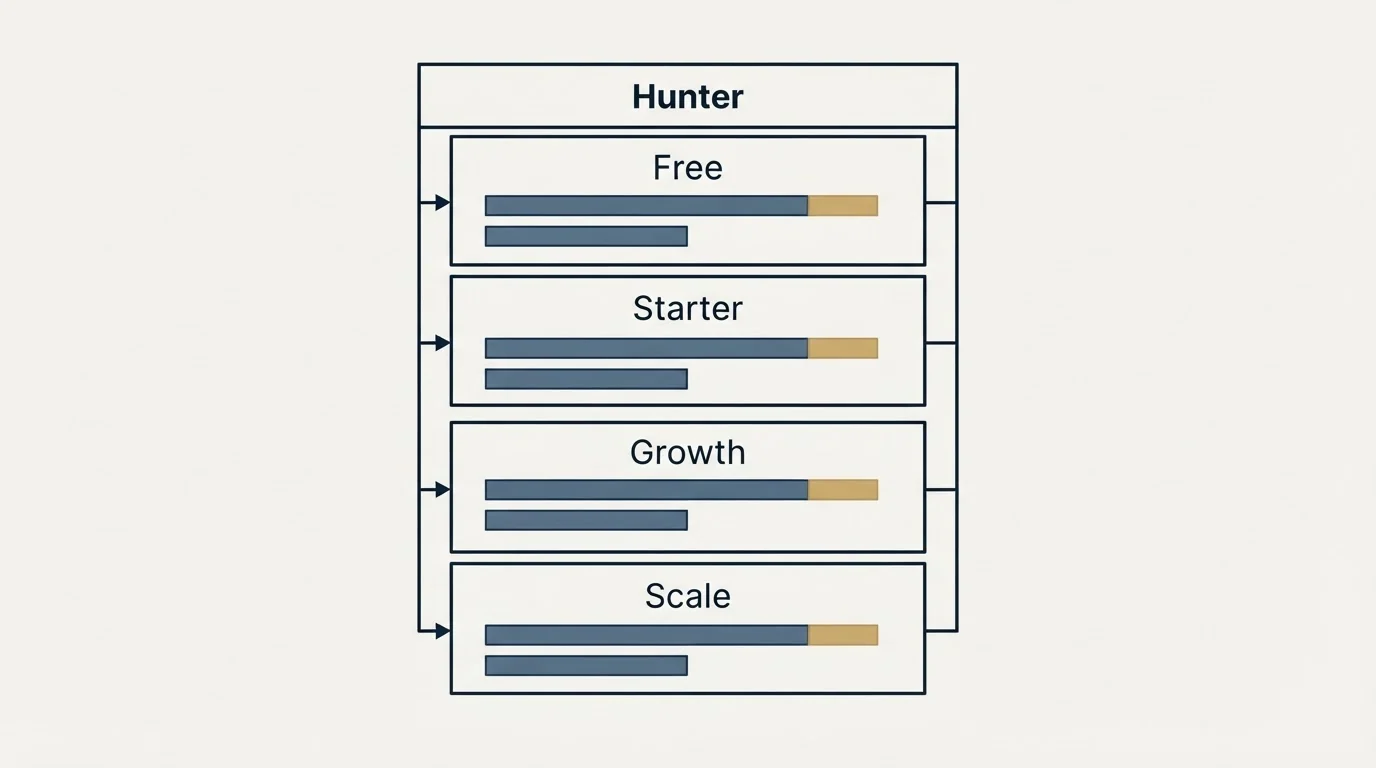Pricing table: Pricing Comparison (Hunter, Free, Starter, Growth)