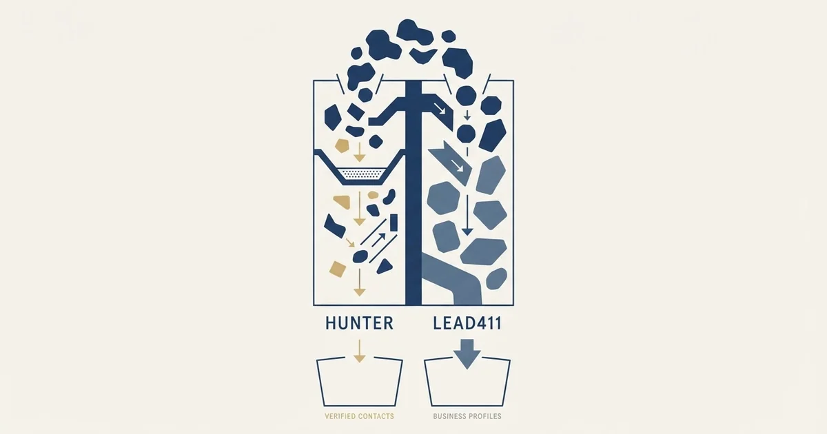 Editorial illustration for Hunter vs Lead411