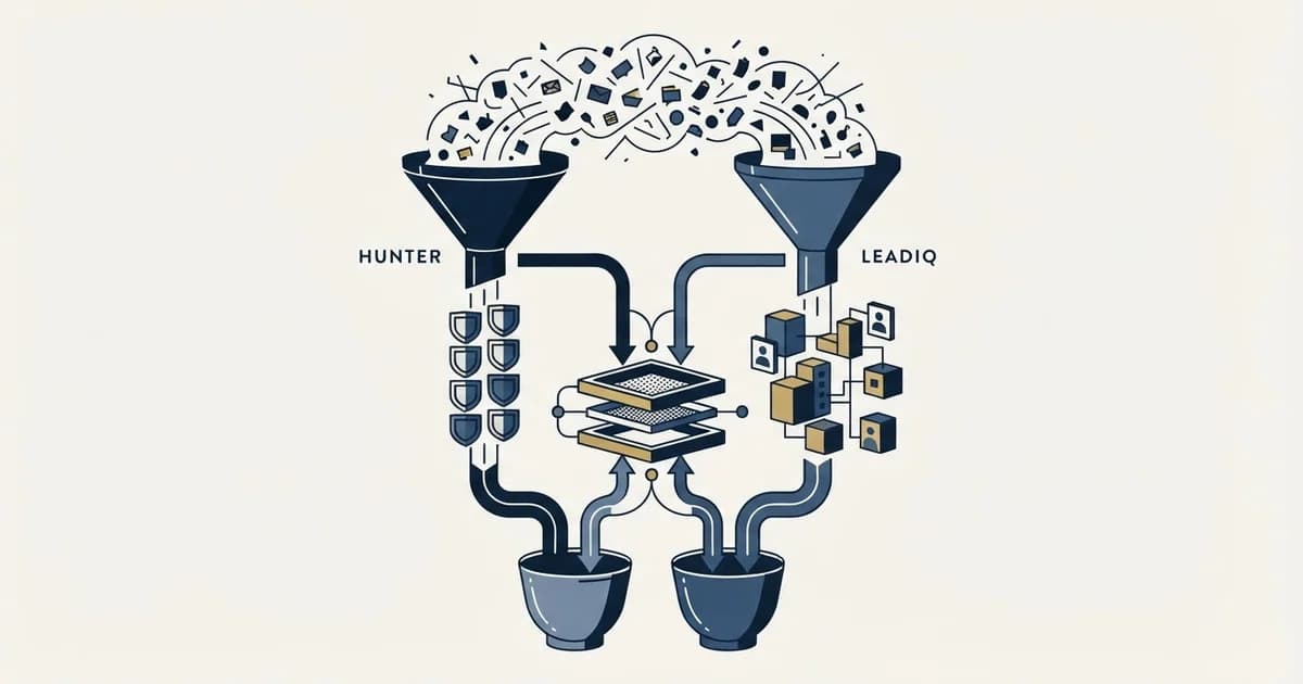 Editorial illustration for Hunter vs LeadIQ