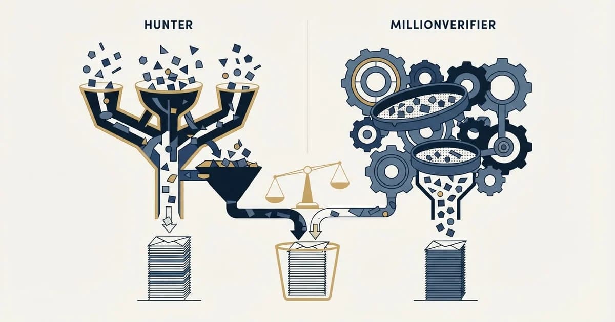 Editorial illustration for Hunter vs MillionVerifier