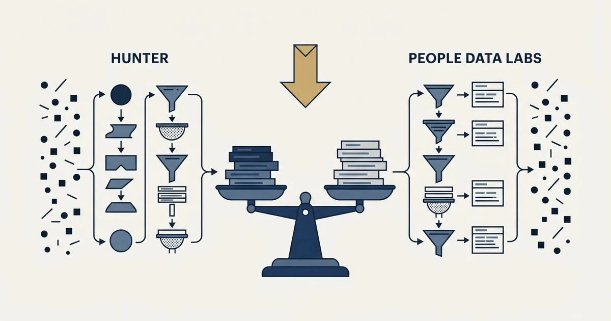 Editorial illustration for Hunter vs People Data Labs