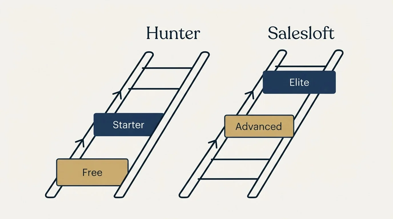 Pricing ladder: Pricing Comparison (Hunter, Salesloft, Free, Advanced)