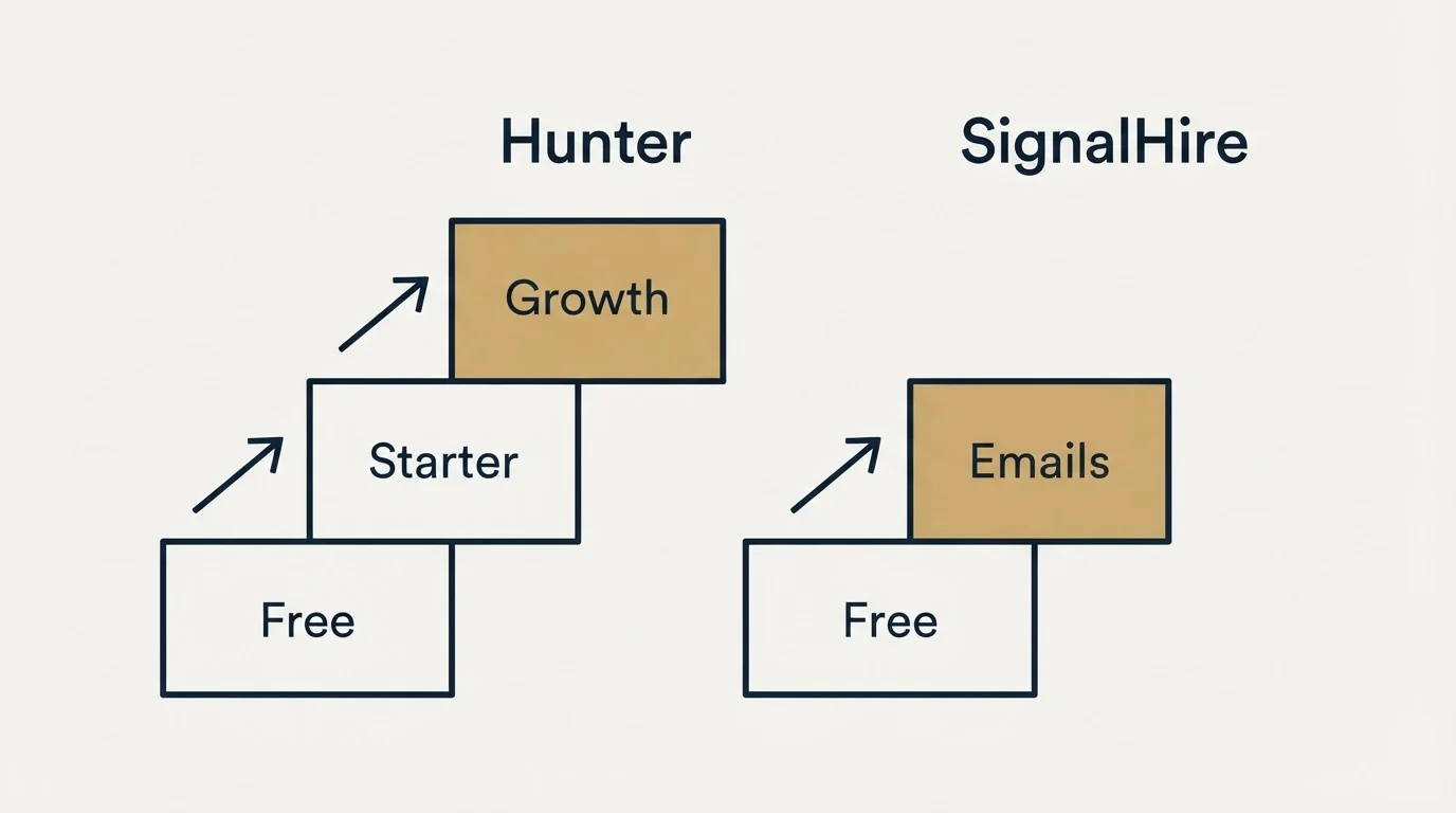 Pricing ladder: Pricing Comparison (Hunter, SignalHire, Free, Starter)
