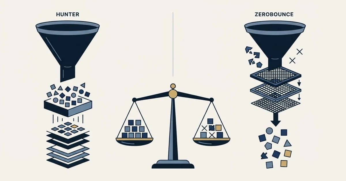 Editorial illustration for Hunter vs ZeroBounce