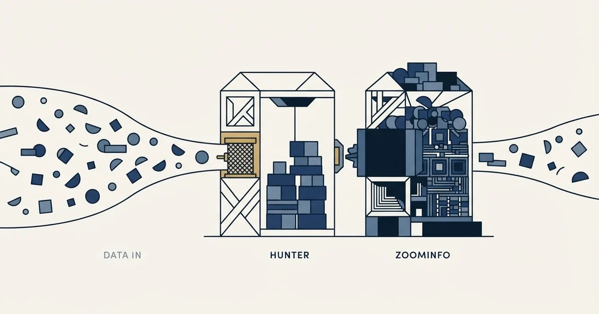 Editorial illustration for Hunter vs ZoomInfo