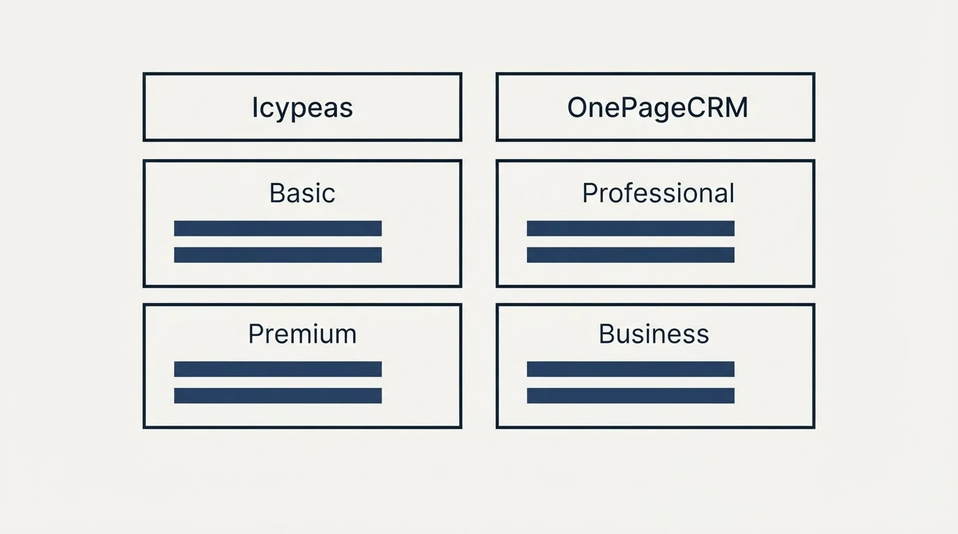 Pricing table: Pricing Comparison (Icypeas, OnePageCRM, Basic, Professional)