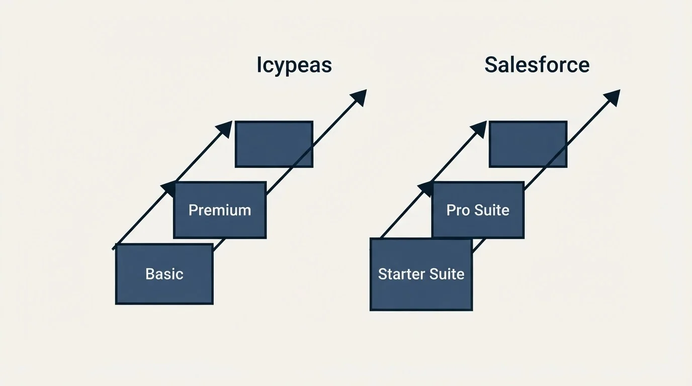 Pricing ladder: Pricing Comparison (Icypeas, Salesforce, Basic, Starter Suite)