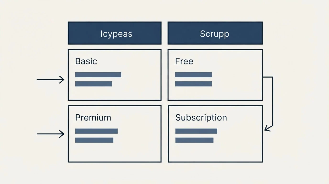 Pricing table: Pricing Comparison (Icypeas, Scrupp, Basic, Free)