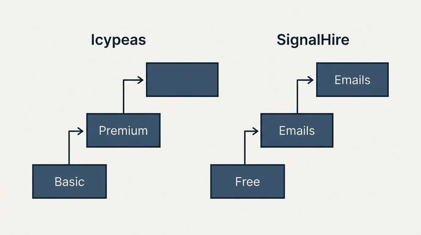 Pricing ladder: Pricing Comparison (Icypeas, SignalHire, Basic, Free)