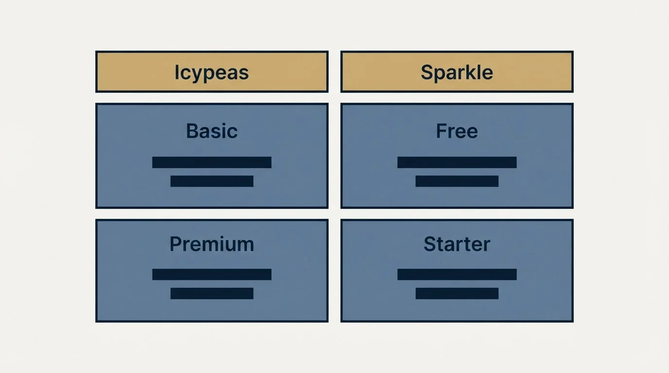 Pricing table: Pricing Comparison (Icypeas, Sparkle, Basic, Free)