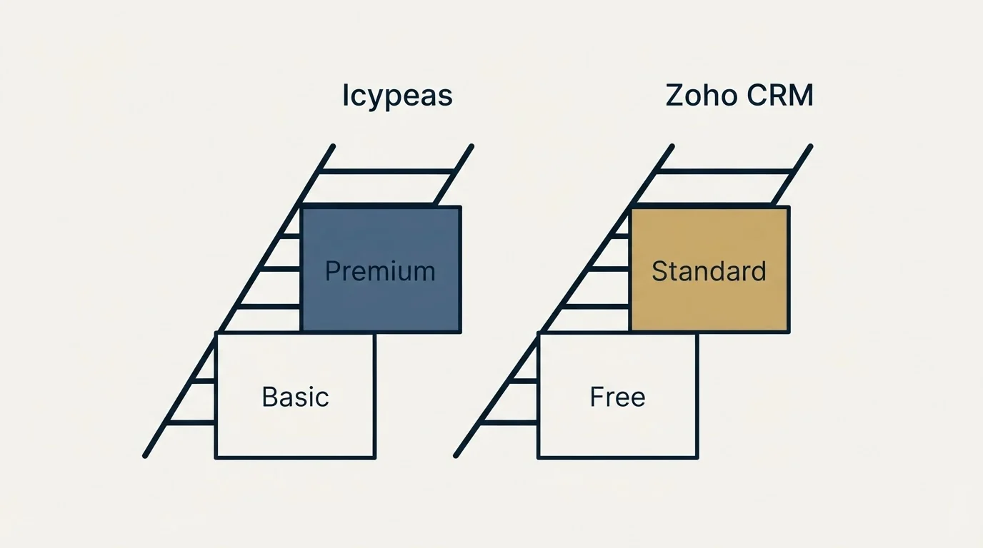 Pricing ladder: Pricing Comparison (Icypeas, Zoho CRM, Basic, Free)
