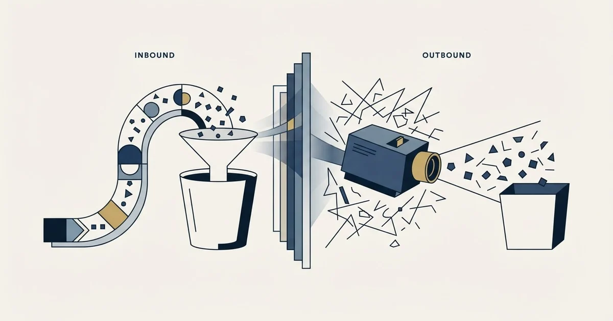 Editorial illustration for Inbound Marketing vs Outbound