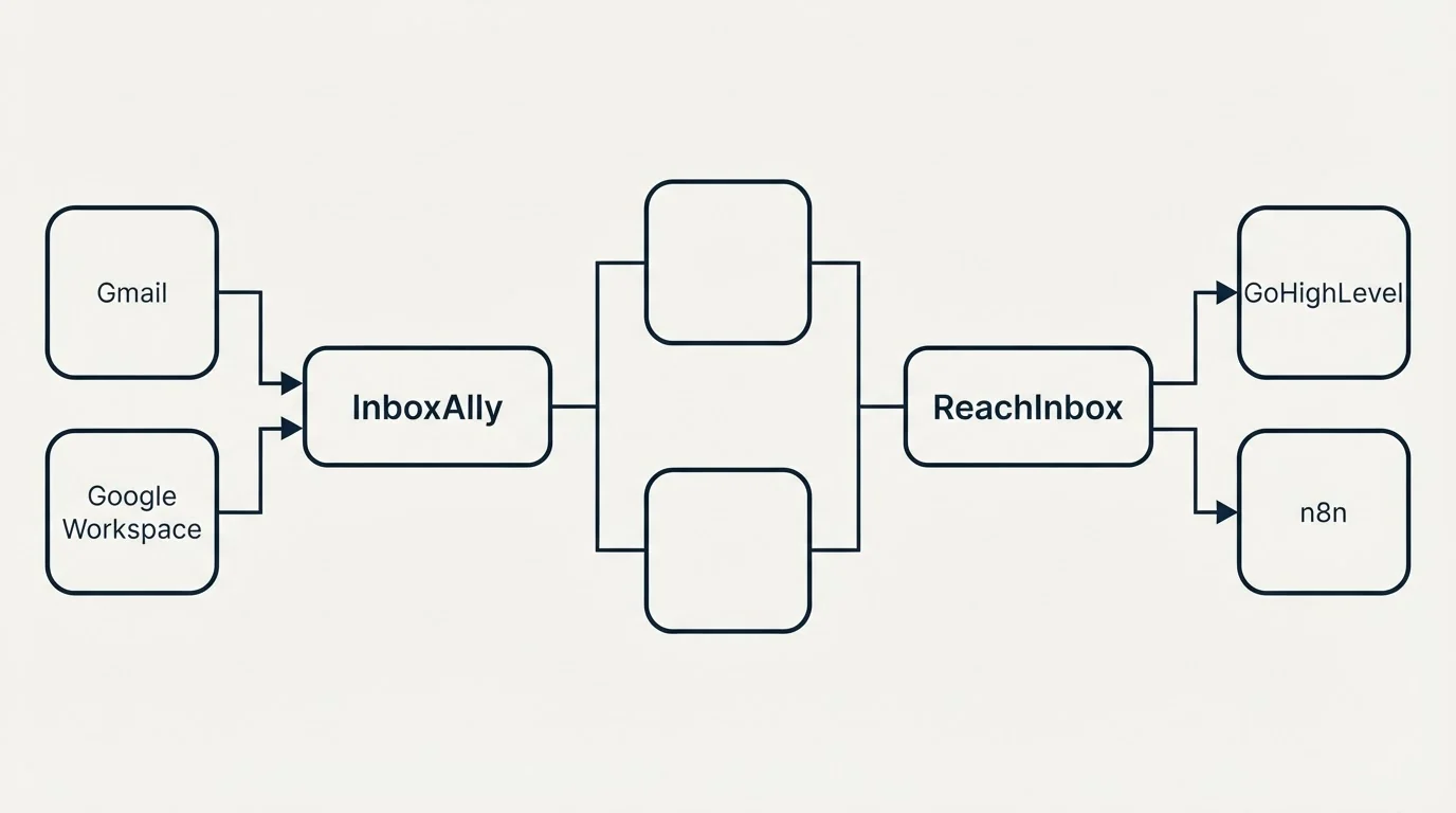 Integration flow: Integration Ecosystem (InboxAlly, ReachInbox, Gmail, GoHighLevel)