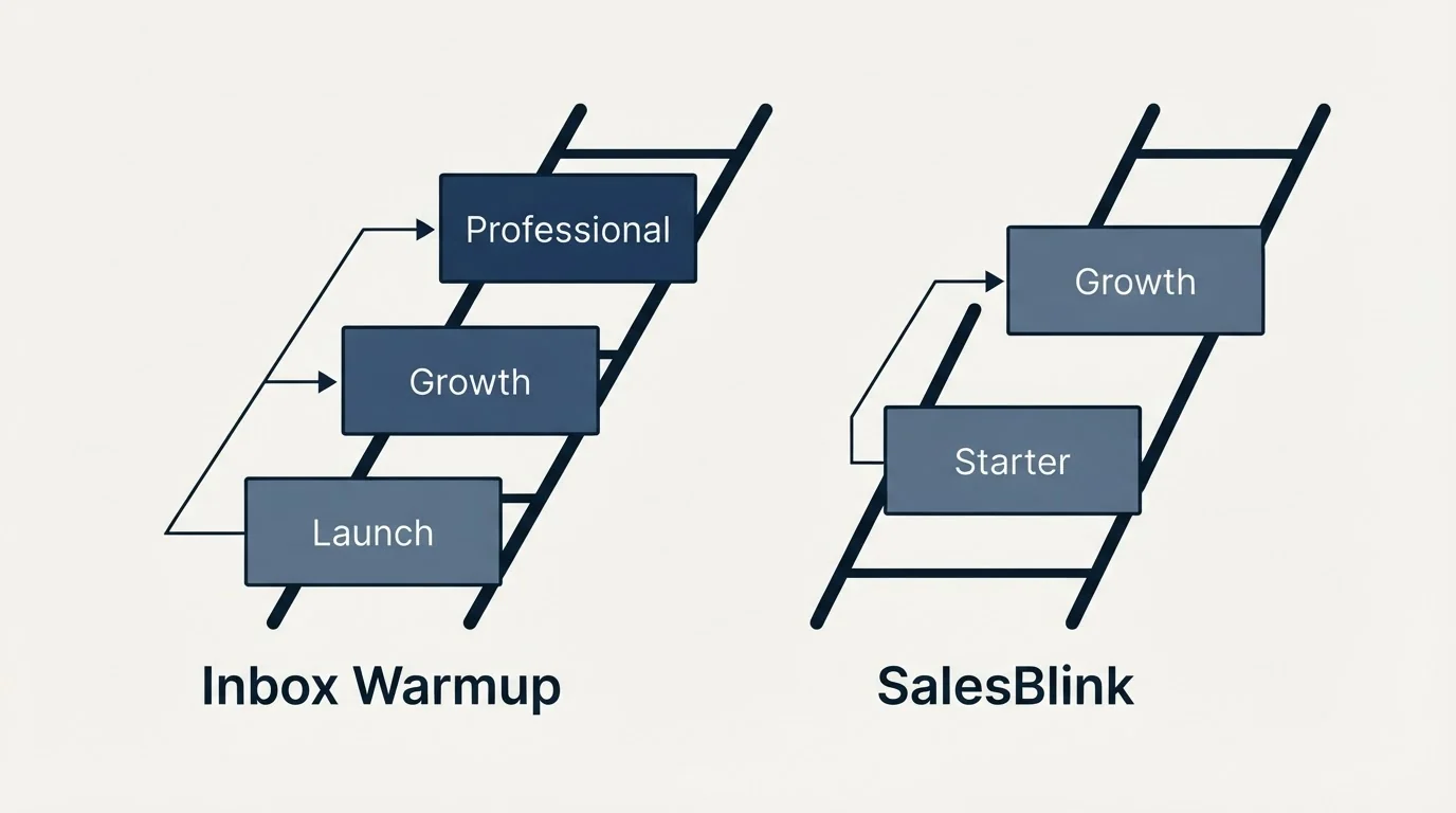Pricing ladder: Pricing Comparison (Inbox Warmup, SalesBlink, Launch, Starter)