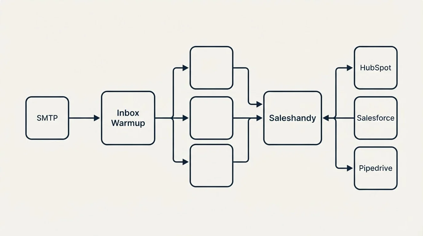 Integration flow: Integration Ecosystem (Inbox Warmup, Saleshandy, SMTP, HubSpot)