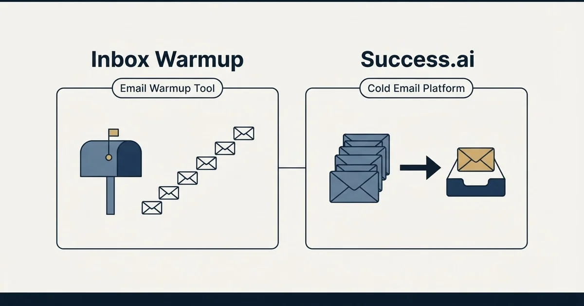 Side-by-side panels: Inbox Warmup vs Success.ai (Email Warmup Tool, Cold Email Platform)