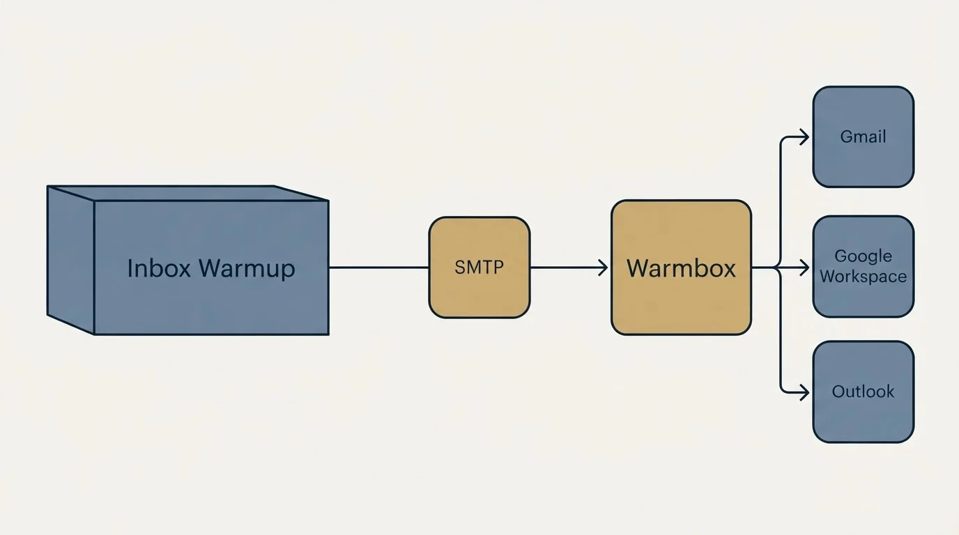 Integration flow: Integration Ecosystem (Inbox Warmup, Warmbox, SMTP, Gmail)