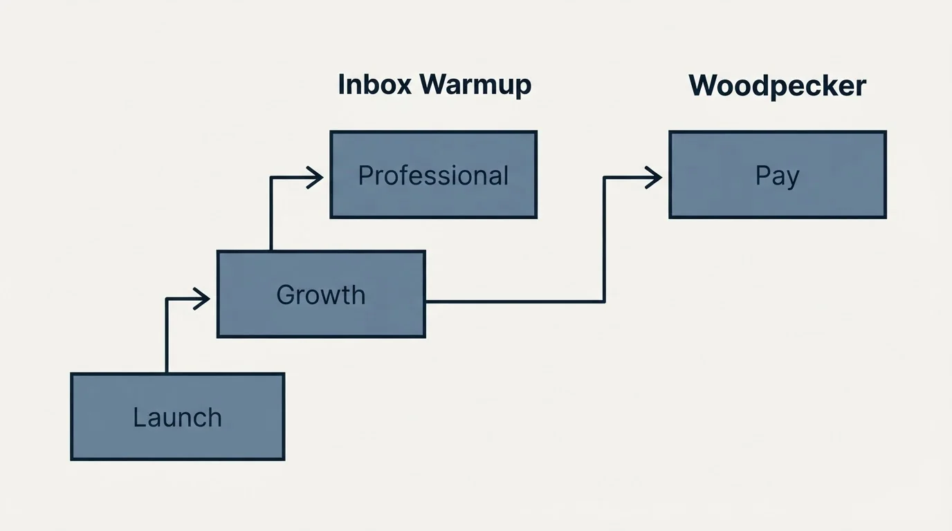 Pricing ladder: Pricing Comparison (Inbox Warmup, Woodpecker, Launch, Pay)