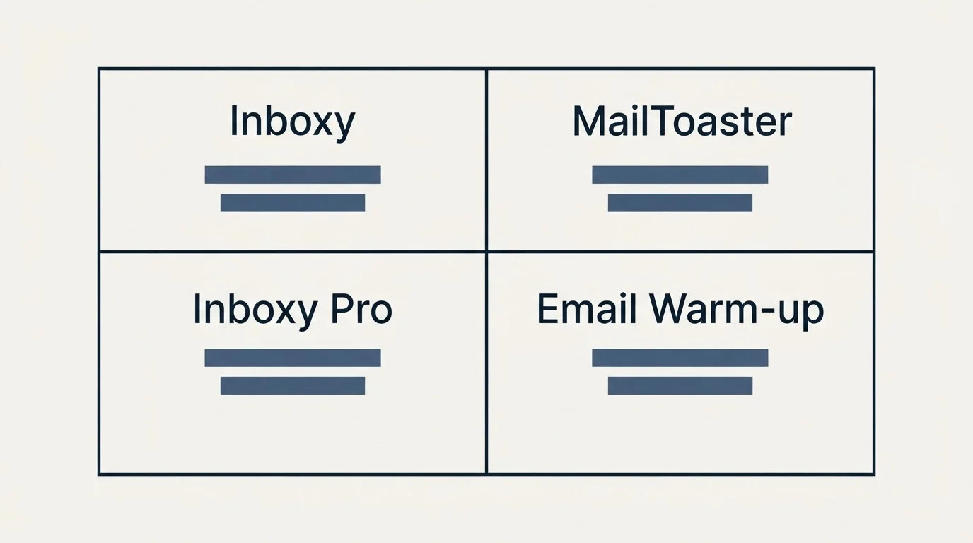 Pricing table: Pricing Comparison (Inboxy, MailToaster, Inboxy Pro, Email Warm-up)