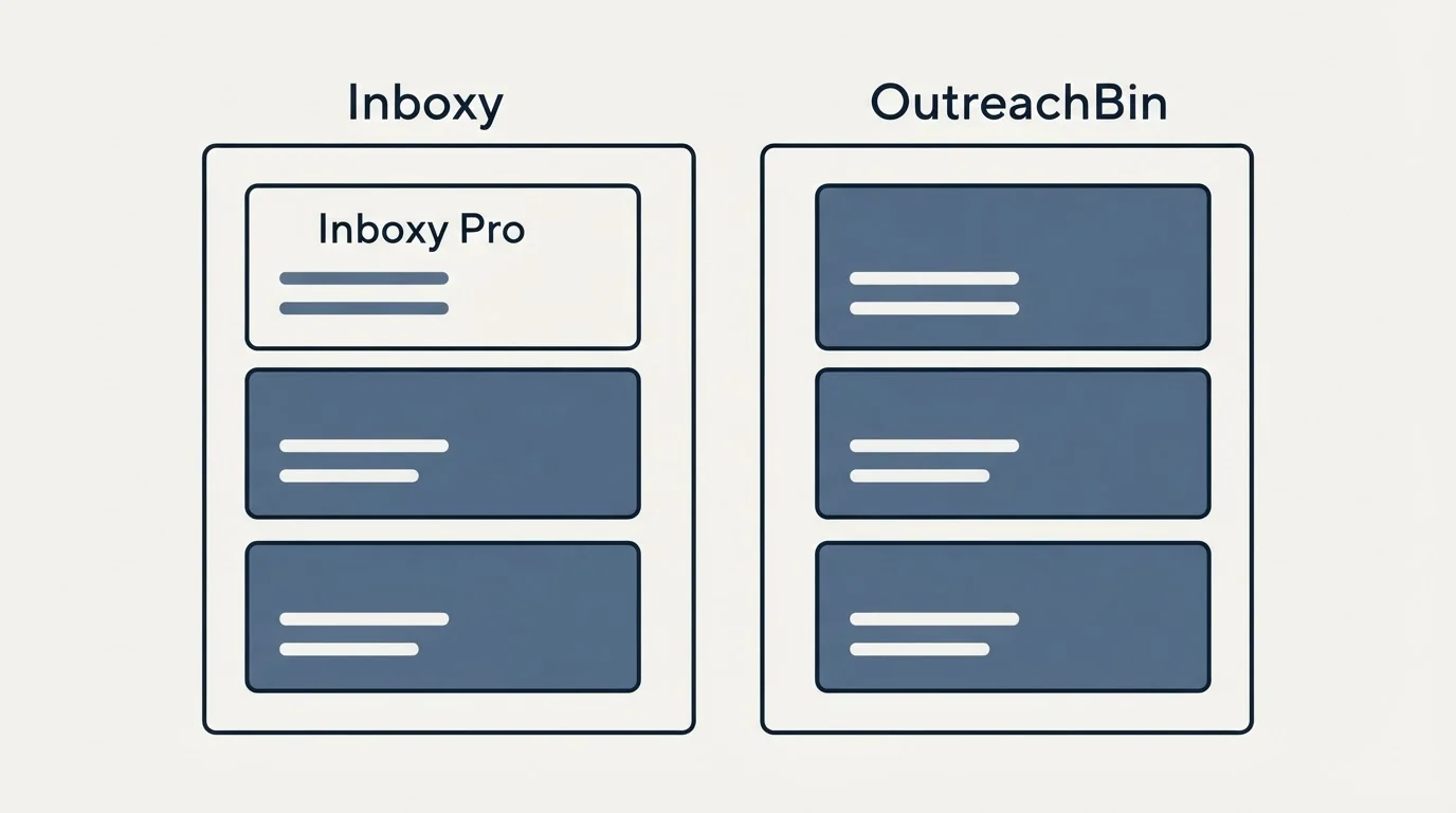 Pricing panels: Pricing Comparison (Inboxy, OutreachBin, Inboxy Pro)