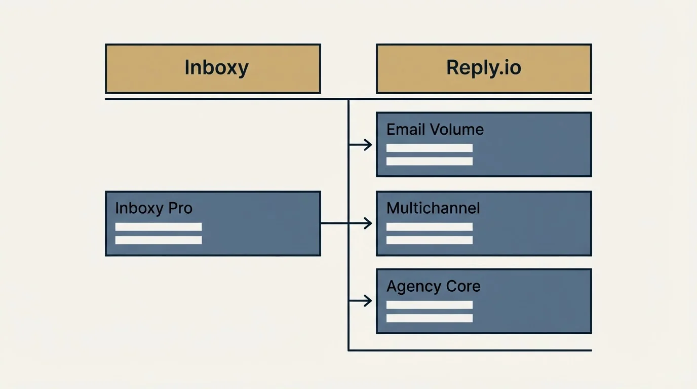 Pricing table: Pricing Comparison (Inboxy, Reply.io, Inboxy Pro, Email Volume)