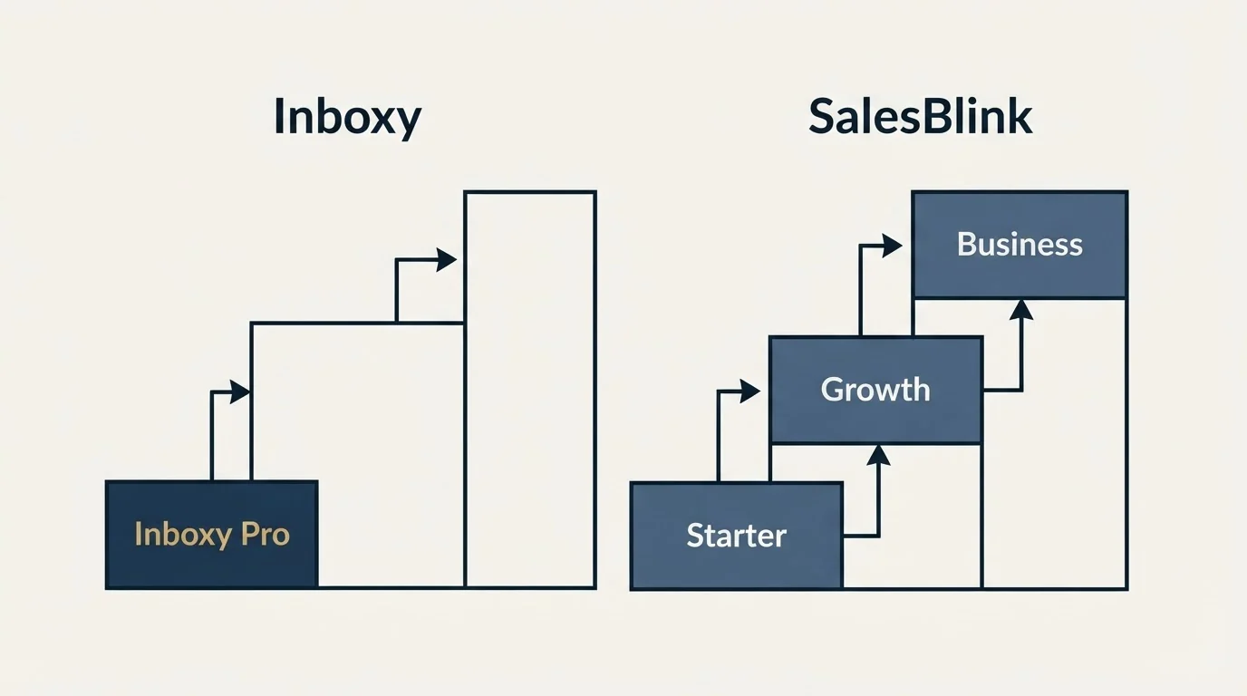 Pricing ladder: Pricing Comparison (Inboxy, SalesBlink, Inboxy Pro, Starter)