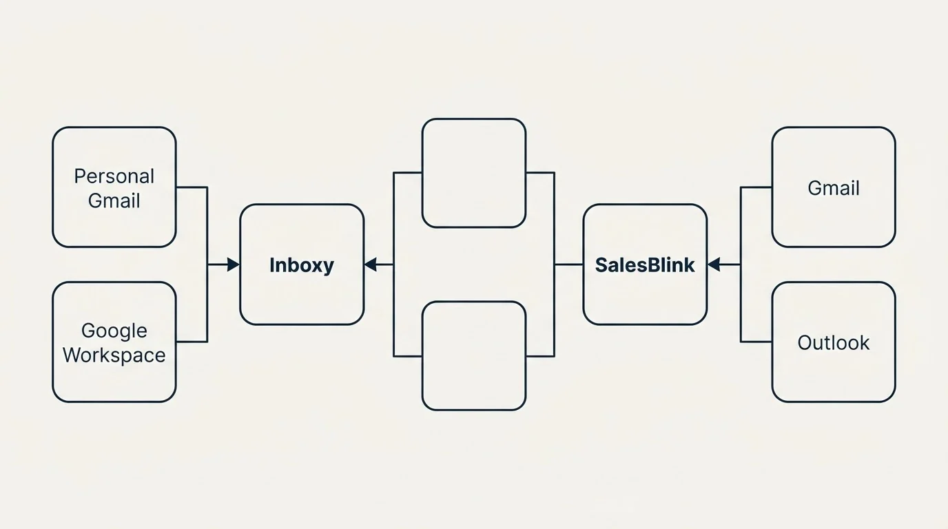 Integration flow: Integration Ecosystem (Inboxy, SalesBlink, Personal Gmail, Gmail)