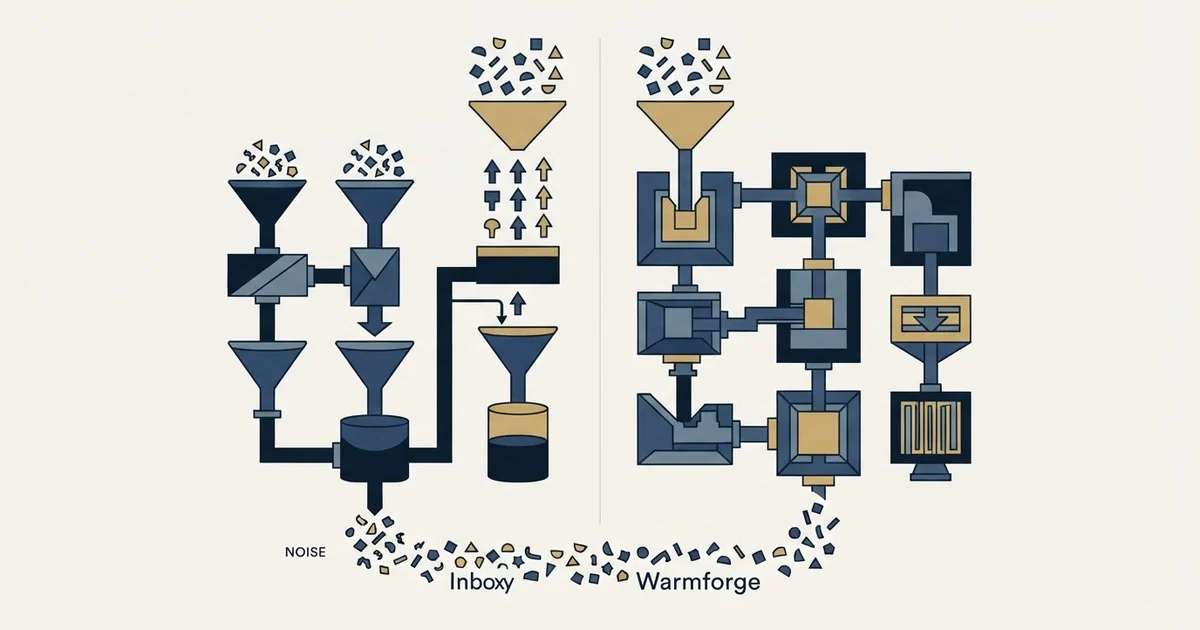 Editorial illustration for Inboxy vs Warmforge