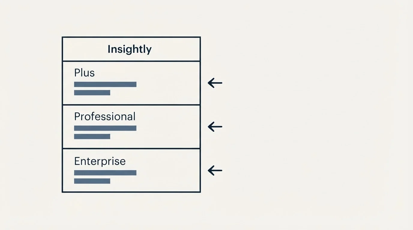 Pricing table: Pricing Comparison (Insightly, Plus, Professional, Enterprise)