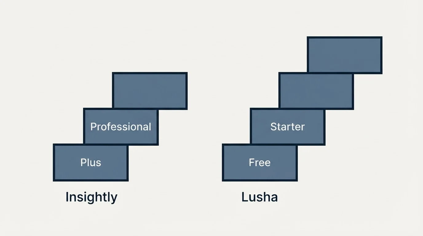 Pricing ladder: Pricing Comparison (Insightly, Lusha, Plus, Free)