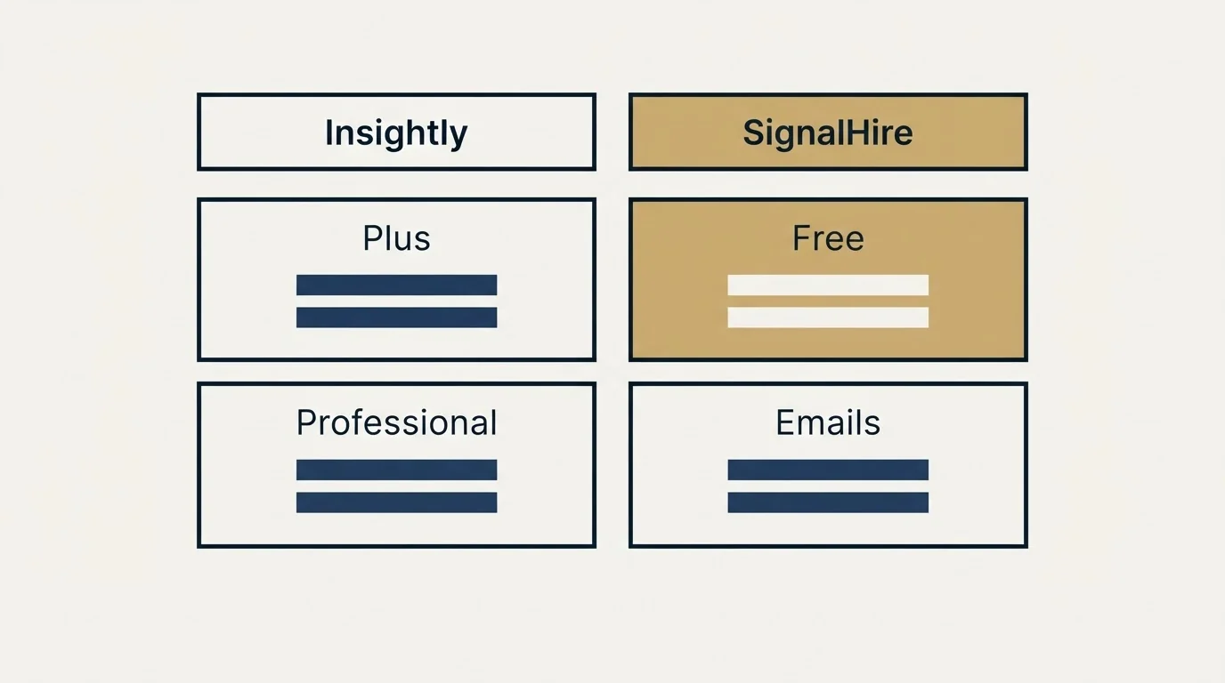 Pricing table: Pricing Comparison (Insightly, SignalHire, Plus, Free)