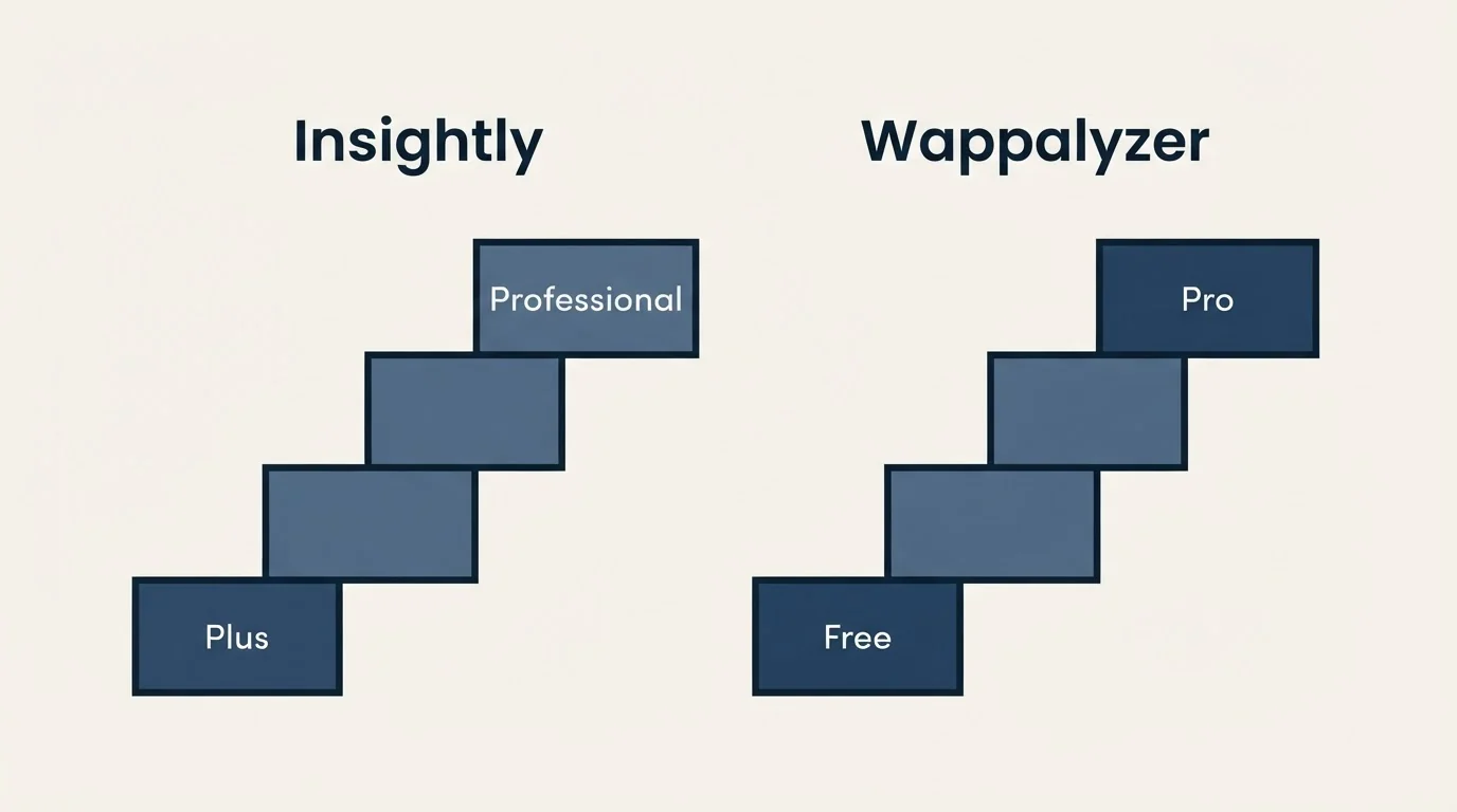 Pricing ladder: Pricing Comparison (Insightly, Wappalyzer, Plus, Free)