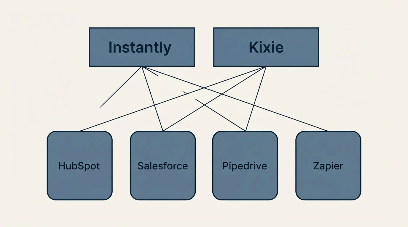Integration grid: Integration Ecosystem (Instantly, Kixie, HubSpot, Salesforce)