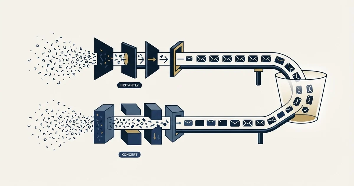 Editorial illustration for Instantly vs Koncert