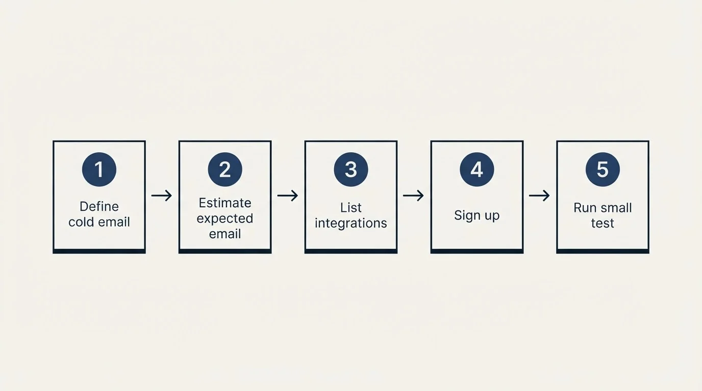 Step sequence: Getting Started Checklist (Define cold email, Estimate expected email, List integrations, Sign up)