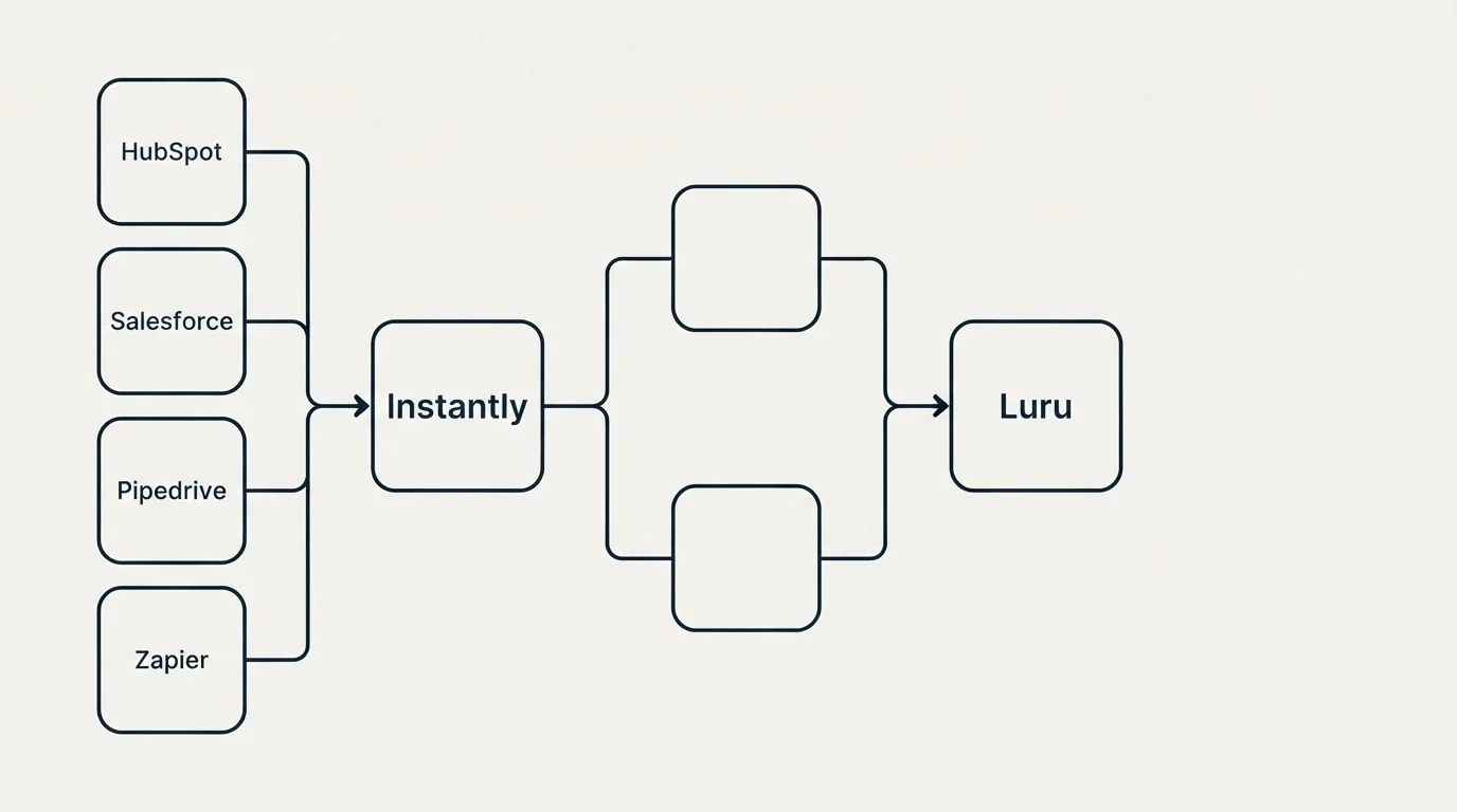 Integration flow: Integration Ecosystem (Instantly, Luru, HubSpot, Salesforce)