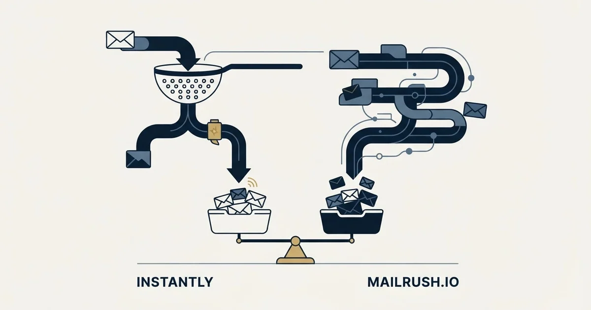Editorial illustration for Instantly vs MailRush.io