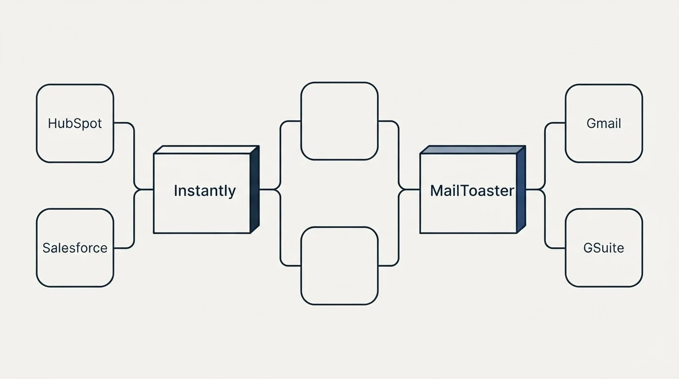Integration flow: Integration Ecosystem (Instantly, MailToaster, HubSpot, Gmail)